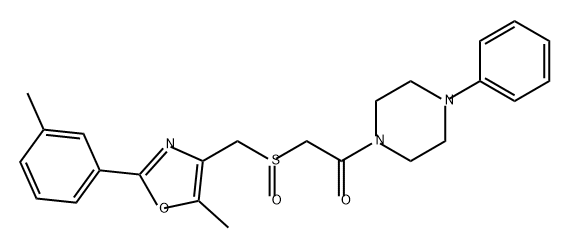 Ethanone, 2-[[[5-methyl-2-(3-methylphenyl)-4-oxazolyl]methyl]sulfinyl]-1-(4-phenyl-1-piperazinyl)- 化学構造式