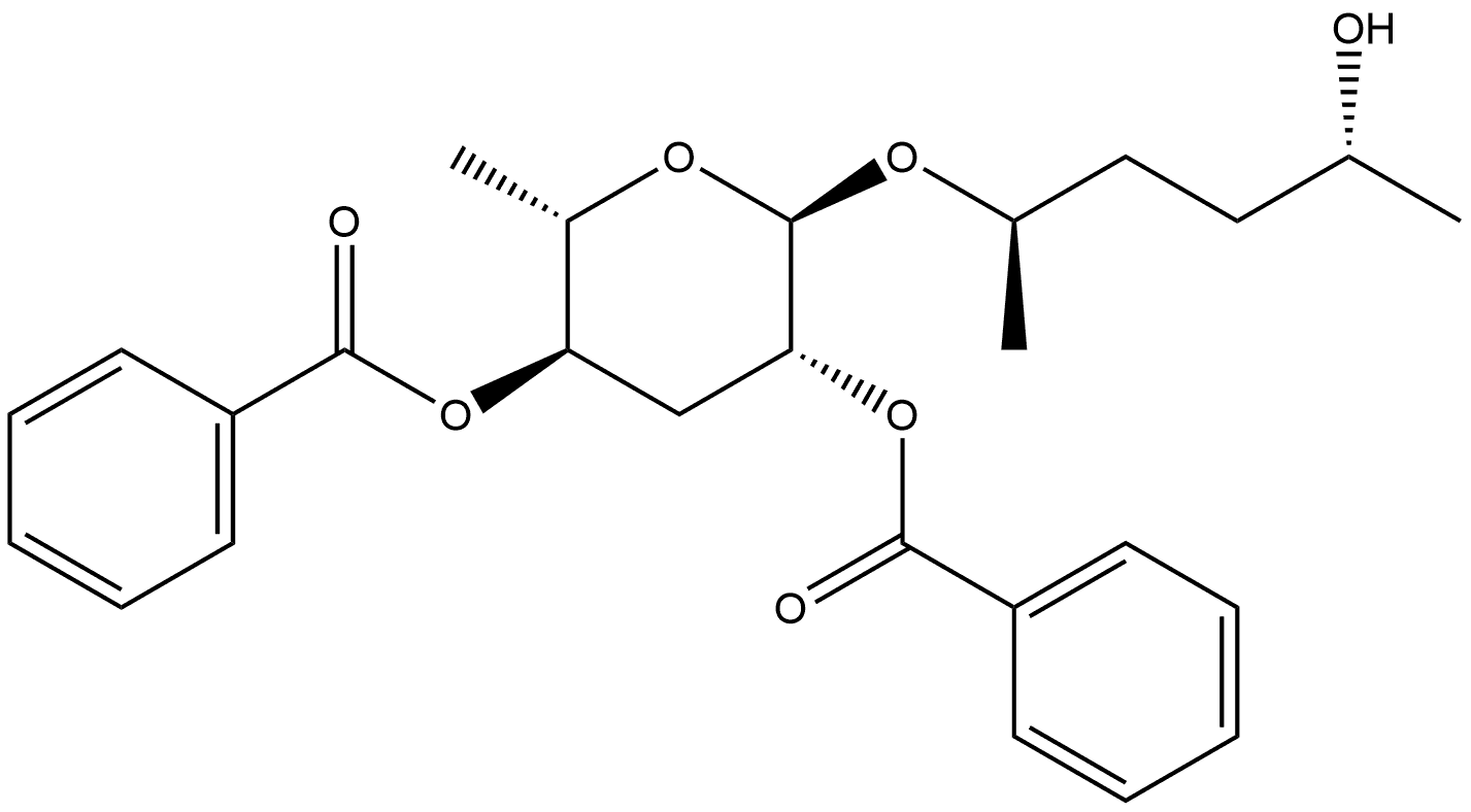 α-L-arabino-Hexopyranoside, (1R,4R)-4-hydroxy-1-methylpentyl 3,6-dideoxy-, 2,4-dibenzoate,959577-05-0,结构式