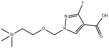 1H-Pyrazole-4-carboxylic acid, 3-iodo-1-[[2-(trimethylsilyl)ethoxy]methyl]- 化学構造式