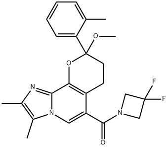 Methanone, (3,3-difluoro-1-azetidinyl)[8,9-dihydro-9-methoxy-2,3-dimethyl-9-(2-methylphenyl)-7H-imidazo[1,2-a]pyrano[2,3-c]pyridin-6-yl]- Struktur