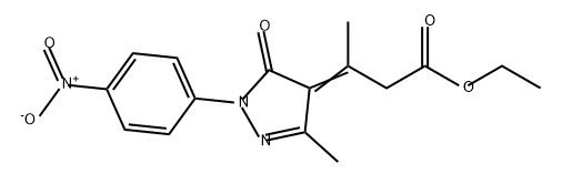 Butanoic acid, 3-[1,5-dihydro-3-methyl-1-(4-nitrophenyl)-5-oxo-4H-pyrazol-4-ylidene]-, ethyl ester Structure