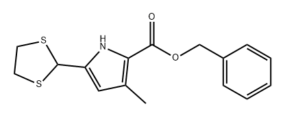 1H-Pyrrole-2-carboxylic acid, 5-(1,3-dithiolan-2-yl)-3-methyl-, phenylmethyl ester Structure