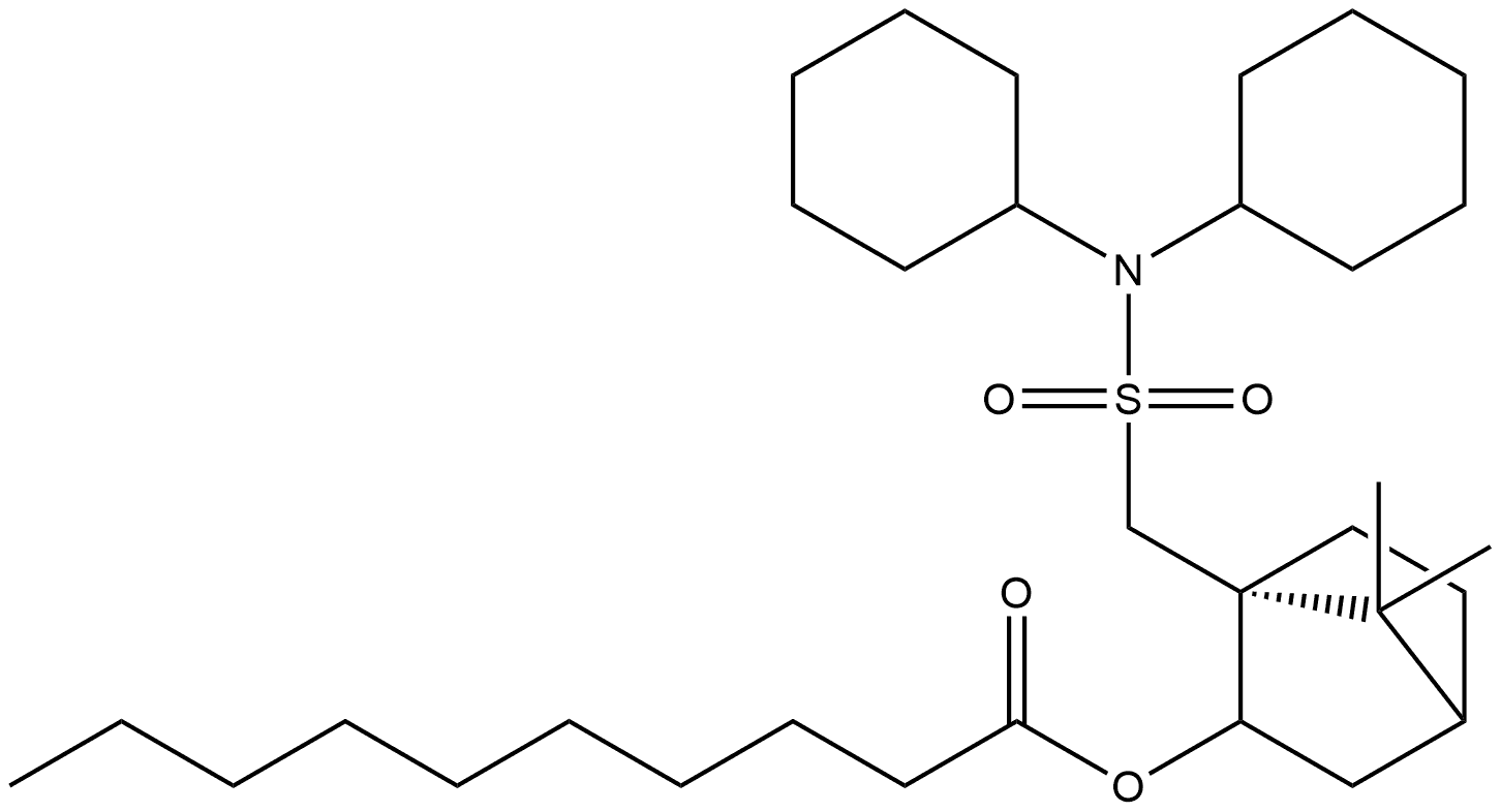 Decanoic acid, 1-[[(dicyclohexylamino)sulfonyl]methyl]-7,7-dimethylbicyclo[2.2.1]hept-2-yl ester, (1R-exo)- (9CI)
