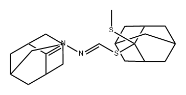 Methanehydrazonothioic acid, tricyclo[3.3.1.13,7]decylidene-, 2-(methylthio)tricyclo[3.3.1.13,7]dec-2-yl ester, (E)- (9CI) Struktur