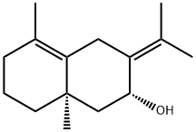 [2R,(-)]-1,2,3,4,6,7,8,8a-オクタヒドロ-5,8aβ-ジメチル-3-(1-メチルエチリデン)ナフタレン-2β-オール 化学構造式