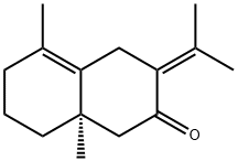 [R,(+)]-3,4,6,7,8,8a-ヘキサヒドロ-5,8aβ-ジメチル-3-(1-メチルエチリデン)-2(1H)-ナフタレノン 化学構造式