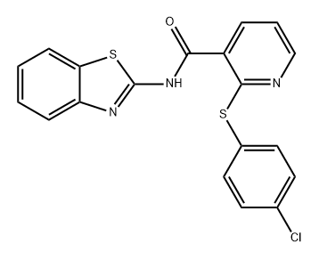 3-Pyridinecarboxamide, N-2-benzothiazolyl-2-[(4-chlorophenyl)thio]- Structure