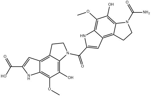 Benzo[1,2-b:4,3-b']dipyrrole-2-carboxylic acid, 6-[[6-(aminocarbonyl)-3,6,7,8-tetrahydro-5-hydroxy-4-methoxybenzo[1,2-b:4,3-b']dipyrrol-2-yl]carbonyl]-3,6,7,8-tetrahydro-5-hydroxy-4-methoxy- Struktur