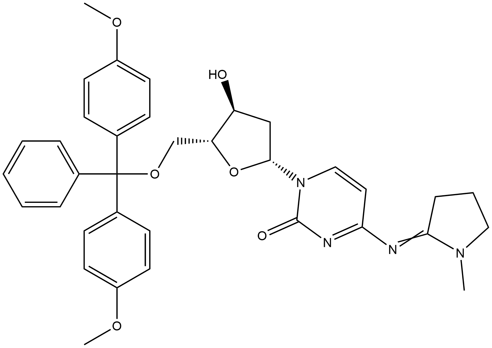 Cytidine, 5'-O-[bis(4-methoxyphenyl)phenylmethyl]-2'-deoxy-N-(1-methyl-2-pyrrolidinylidene)- (9CI) Structure