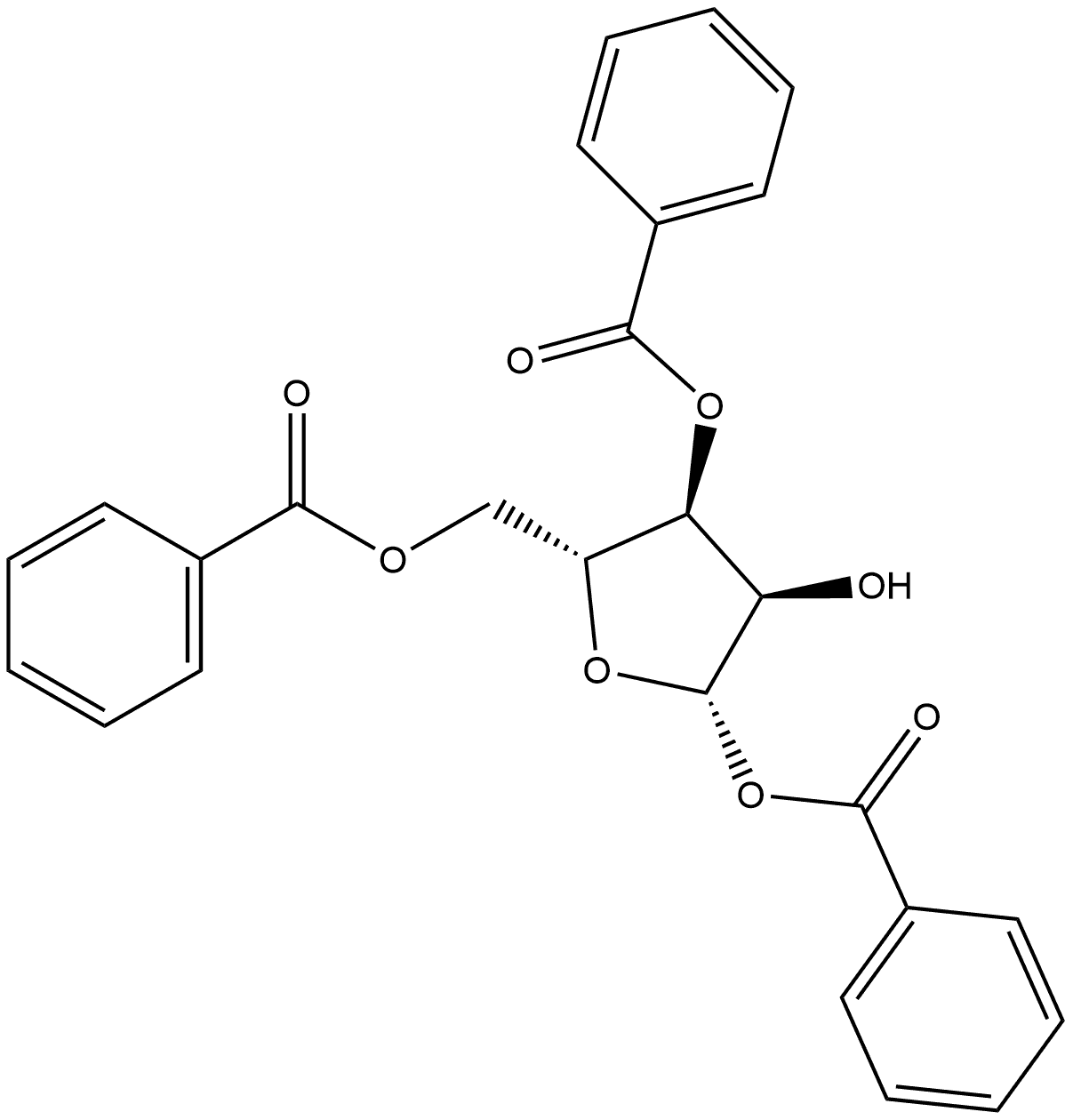 β-D-Ribofuranose, 1,3,5-tribenzoate Structure