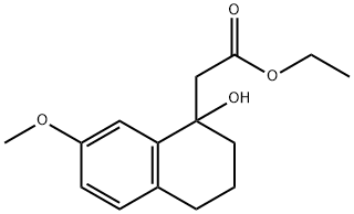 1-Naphthaleneacetic acid, 1,2,3,4-tetrahydro-1-hydroxy-7-methoxy-, ethyl ester Structure