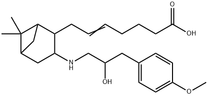 9,10-dimethylmethano-11,12-methano-16-(4-methoxyphenyl)-13,14-dihydro-13-aza-15-tetranorthromboxane A2 化学構造式