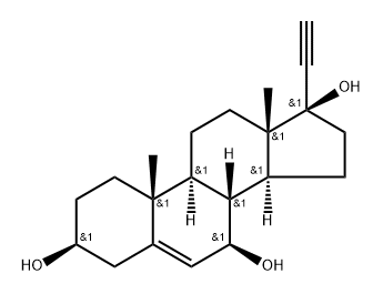 Pregn-5-en-20-yne-3,7,17-triol, (3β,7β,17α)- Struktur