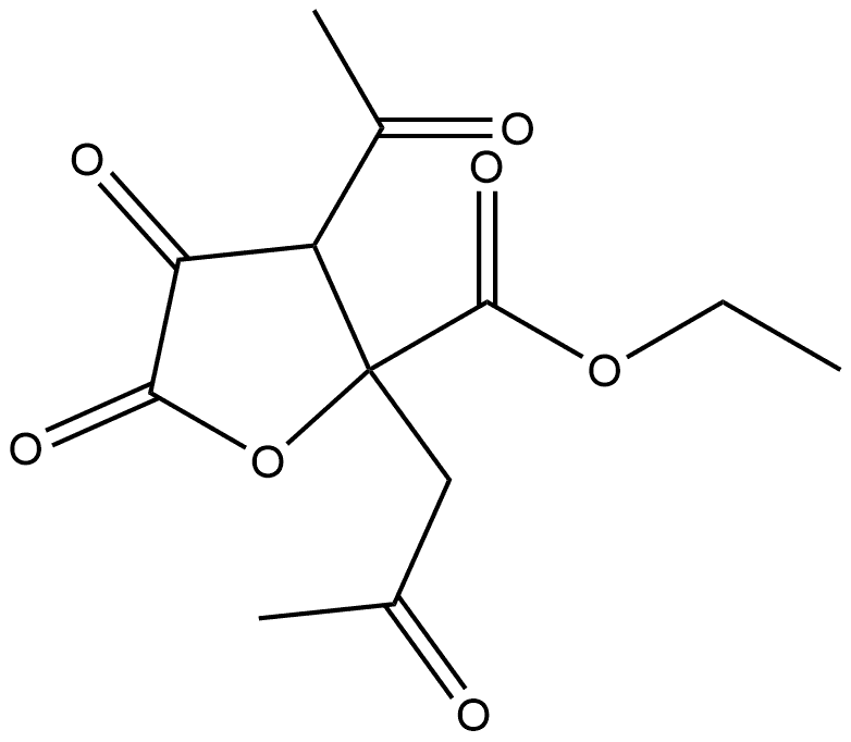 2-Pentulosaric acid, 3-acetyl-3-deoxy-4-C-(2-oxopropyl)-, 1,4-lactone, 5-ethyl ester Struktur