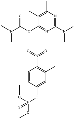 Carbamic acid, dimethyl-, 2-(dimethylamino)-5,6-dimethyl-4-pyrimidinyl ester, mixt. with O,O-dimethyl O-(3-methyl-4-nitrophenyl) phosphorothioate (9CI) Structure