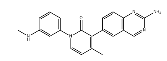 2(1H)-Pyridinone, 3-(2-amino-6-quinazolinyl)-1-(2,3-dihydro-3,3-dimethyl-1H-indol-6-yl)-4-methyl- Structure