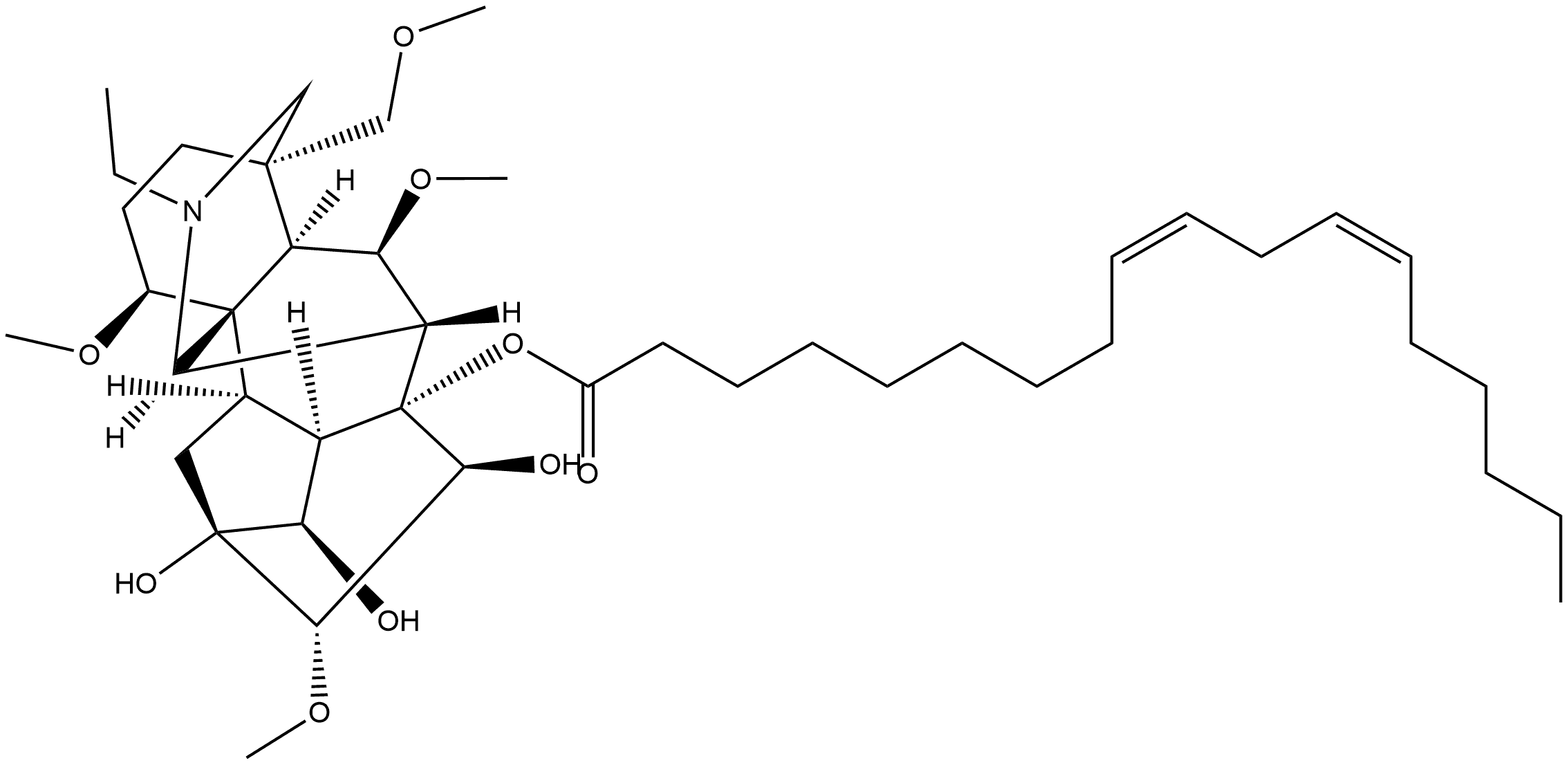 3-脱氧乌头原碱-8-亚油酸酯, 1005031-38-8, 结构式