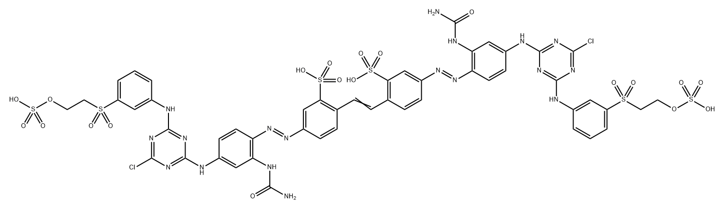 Benzenesulfonic acid, 2,2-(1,2-ethenediyl)bis5-2-(aminocarbonyl)amino-4-4-chloro-6-3-2-(sulfooxy)ethylsulfonylphenylamino-1,3,5-triazin-2-ylaminophenylazo- 结构式