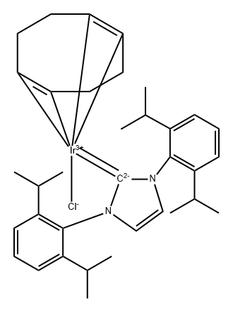 Iridium, [1,3-bis[2,6-bis(1-methylethyl)phenyl]-1,3-dihydro-2H-imidazol-2-ylidene]chloro[(1,2,5,6-η)-1,5-cyclooctadiene]- Structure