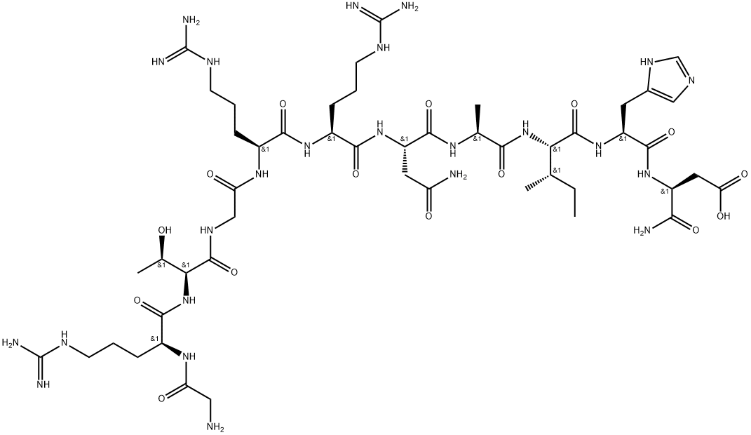 L-α-Asparagine, glycyl-L-arginyl-L-threonylglycyl-L-arginyl-L-arginyl-L-asparaginyl-L-alanyl-L-isoleucyl-L-histidyl- Structure