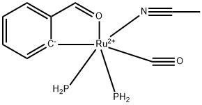 Ruthenium(1+), (acetonitrile)carbonyl[2-(formyl-κO)phenyl-κC]bis(phosphine)-, (OC-6-14)- 结构式