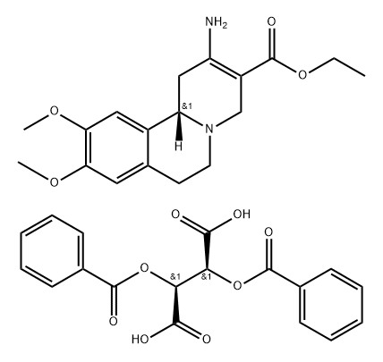 Butanedioic acid, 2,3-bis(benzoyloxy)-, (2S,3S)-, coMpd. with ethyl (11bS)-2-aMino-1,6,7,11b-tetrahydro-9,10-diMethoxy-4H-benzo[a]quinolizine-3-carboxylate (1:1) Structure