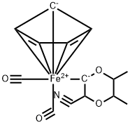 Iron, dicarbonyl(3-cyano-5,6-dimethyl-1,4-dioxan-2-yl)(η5-2,4-cyclopentadien-1-yl)-, stereoisomer (9CI) Struktur