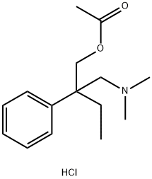 Benzeneethanol, β-[(dimethylamino)methyl]-β-ethyl-, 1-acetate, hydrochloride (1:1) Struktur