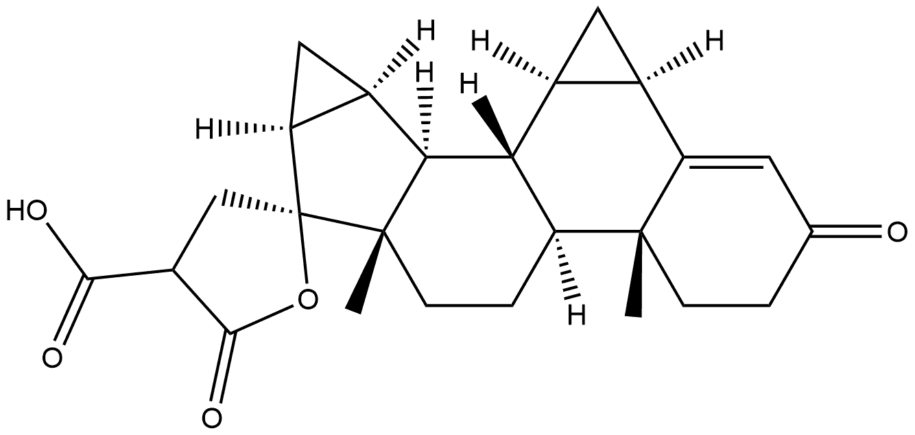 Spiro[17H-dicyclopropa[6,7:15,16]cyclopenta[a]phenanthrene-17,2'(3'H)-furan]-4'-carboxylic acid, 1,2,3,3',4',6,7,8,9,10,11,12,13,14,15,16,20,21-octadecahydro-10,13-dimethyl-3,5'-dioxo-, (2'S,6R,7R,8R,9S,10R,13S,14S,15S,16S)- Struktur