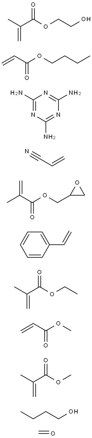 2-Propenoic acid, 2-methyl-, ethyl ester, polymer with butyl 2-propenoate, ethenylbenzene, formaldehyde, 2-hydroxyethyl 2-methyl-2-propenoate, methyl 2-methyl-2-propenoate, methyl 2-propenoate, oxiranylmethyl 2-methyl-2-propenoate, 2-propenenitrile and 1, 化学構造式