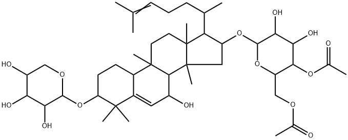 [3β-(β-D-Xylopyranosyloxy)-7β-hydroxycucurbita-5,24-dien-16β-yl]4-O,6-O-diacetyl-β-D-glucopyranoside Structure