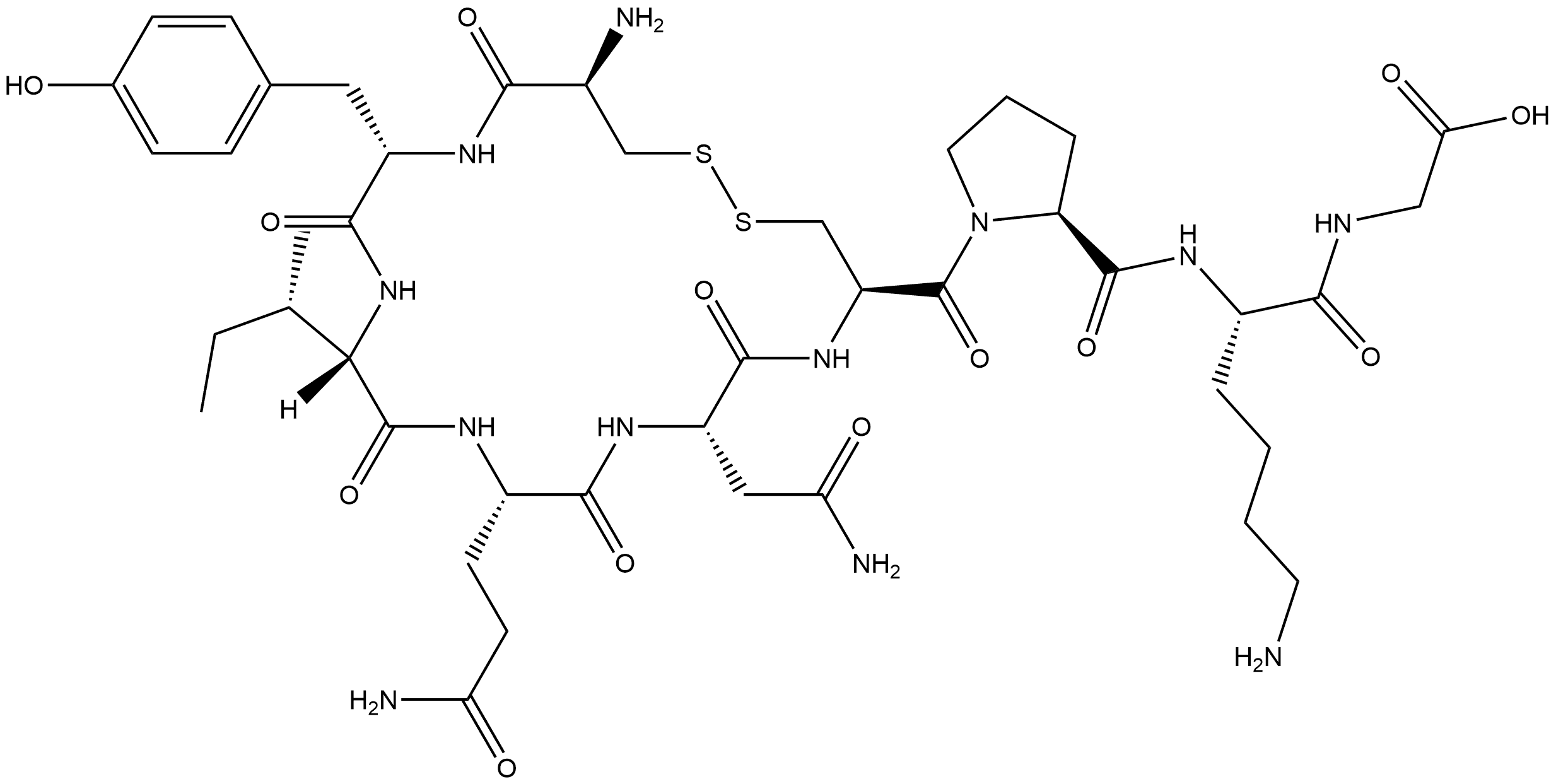 Oxytocin, 8-L-lysine-9-glycine- (9CI) 结构式