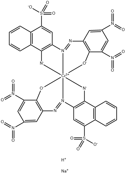 disodium hydrogen bis[4-amino-3-[(2-hydroxy-3,5-dinitrophenyl)azo]naphthalene-1-sulphonato(3-)]chromate(3-) Structure