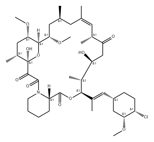 15,19-Epoxy-3H-pyrido[2,1-c][1,4]oxaazacyclotricosine-1,7,20,21(4H,23H)-tetrone, 3-[(1E)-2-[(1R,3R,4S)-4-chloro-3-methoxycyclohexyl]-1-methylethenyl]-5,6,8,11,12,13,14,15,16,17,18,19,24,25,26,26a-hexadecahydro-5,19-dihydroxy-14,16-dimethoxy-4,8,10,12,18-pentamethyl-, (3S,4R,5S,8R,9E,12S,14S,15R,16S,18R,19R,26aS)- Struktur