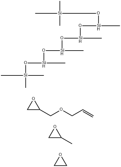 Methyloxirane polymer with 1,1,1,3,5,7,9,11, 11,11-decamethylhexasiloxane, oxirane, and ((2-propenyloxy)methyl) oxirane Structure