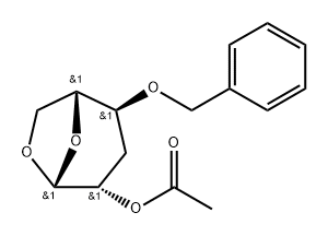 .beta.-D-arabino-Hexopyranose, 1,6-anhydro-3-deoxy-4-O-(phenylmethyl)-, acetate Struktur