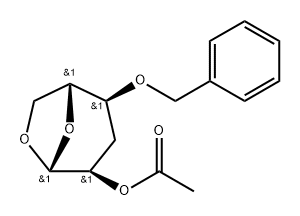 .beta.-D-ribo-Hexopyranose, 1,6-anhydro-3-deoxy-4-O-(phenylmethyl)-, acetate 结构式