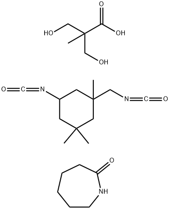 Propanoic acid, 3-hydroxy-2-(hydroxymethyl)-2-methyl-, polymer with 5-isocyanato-1-(isocyanatomethyl) -1,3,3-trimethylcyclohexane, caprolactam-blocked Struktur