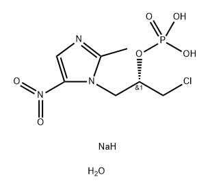 1H-Imidazole-1-ethanol, α-(chloromethyl)-2-methyl-5-nitro-, 1-(dihydrogen phosphate), sodium salt, hydrate (1:2:5), (αS)- Structure