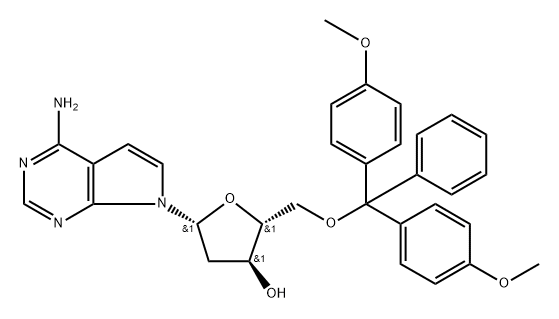 7-Deaza-2'-deoxy-5'-O-DMT-adenosine 化学構造式