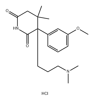 2,6-Piperidinedione, 3-[3-(dimethylamino)propyl]-3-(3-methoxyphenyl)-4,4-dimethyl-, hydrochloride (1:1) Structure