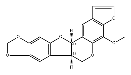 [6aR,12aR,(-)]-6aα,12aα-Dihydro-4-methoxy-6H-[1,3]dioxolo[5,6]benzofuro[3,2-c]furo[3,2-g][1]benzopyran 结构式