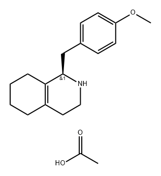 Isoquinoline, 1,2,3,4,5,6,7,8-octahydro-1-[(4-methoxyphenyl)methyl]-, (1R)-, acetate (1:1) 化学構造式