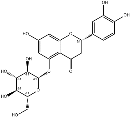 (2S)-エリオジクチオール-5-O-β-D-グルコピラノシド 化学構造式