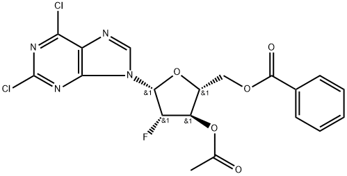 9H-Purine, 9-(3-O-acetyl-5-O-benzoyl-2-deoxy-2-fluoro-β-D-arabinofuranosyl)-2,6-dichloro- Struktur