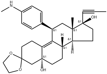 Estr-9-en-3-one, 5,17-dihydroxy-11-[4-(methylamino)phenyl]-17-(1-propynyl)-, cyclic 1,2-ethanediyl acetal, (5α,11β,17β)- (9CI)|