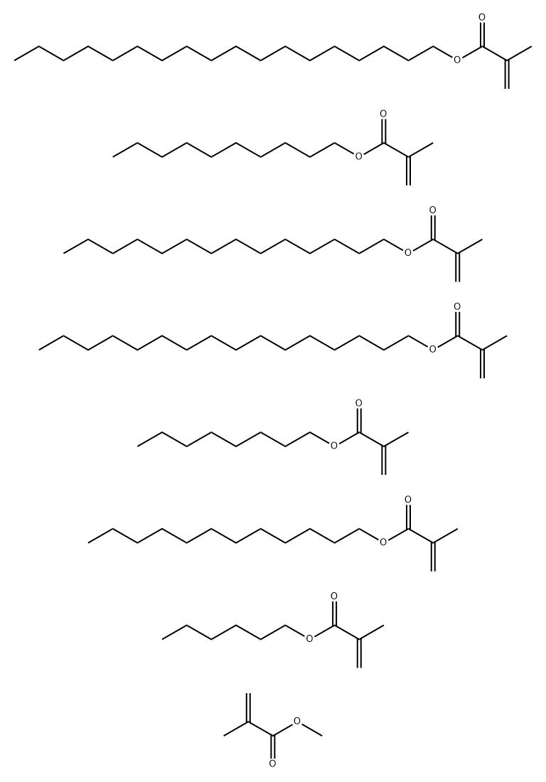 2-Propenoic acid, 2-methyl-, decyl ester, polymer with dodecyl 2-methyl-2-propenoate, hexadecyl 2-methyl-2-propenoate, hexyl 2-methyl-2-propenoate, methyl 2-methyl-2-propenoate, octadecyl 2-methyl-2-propenoate, octyl 2-methyl-2-propenoate and tetradecyl 2 Struktur