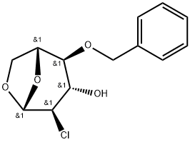 .beta.-D-Glucopyranose, 1,6-anhydro-2-chloro-2-deoxy-4-O-(phenylmethyl)-,104206-20-4,结构式