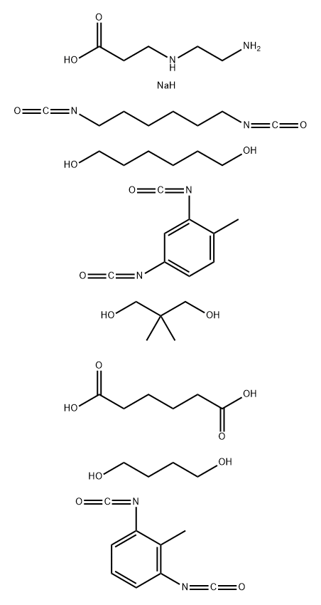 -Alanine, N-(2-aminoethyl)-, monosodium salt, polymer with 1,4-butanediol, 1,6-diisocyanatohexane, 1,3-diisocyanato-2-methylbenzene, 2,4-diisocyanato-1-methylbenzene, 2,2-dimethyl-1,3-propanediol, hexanedioic acid and 1,6-hexanediol 结构式