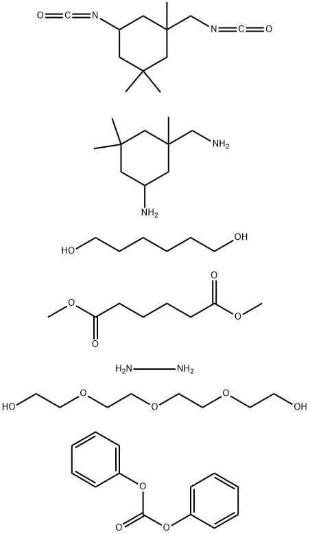 Hexanedioic acid, dimethyl ester, polymer with 5-amino-1,3,3-trimethylcyclohexanemethanamine, diphenyl carbonate, 1,6-hexanediol, hydrazine, 5-isocyanato-1-(isocyanatomethyl) -1,3,3-trimethylcyclohexane and 2,2'-[oxybis(2,1-ethanediyloxy)]bis[ethanol] Structure